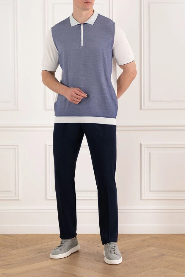 Svevo поло голубое с белыми рукавами мужское 178946 - фото 2