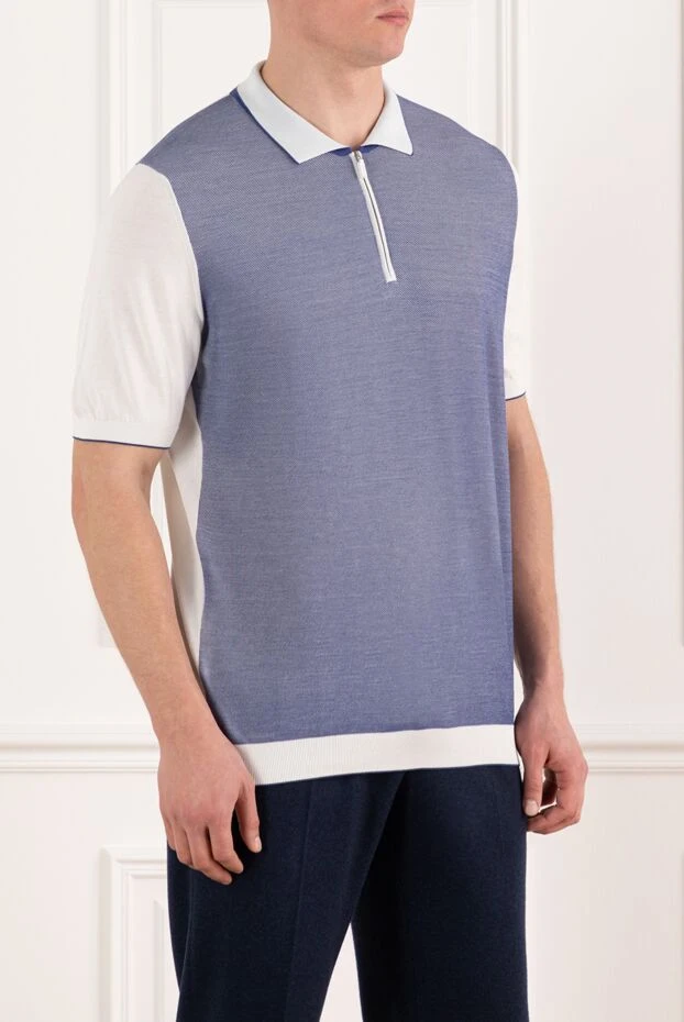 Svevo поло голубое с белыми рукавами мужское 178946 - фото 3