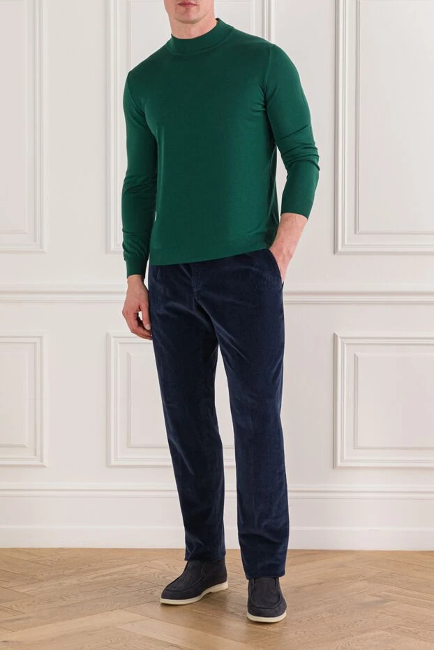 Svevo зеленый джемпер с высоким воротником из шерсти 178947 - фото 2