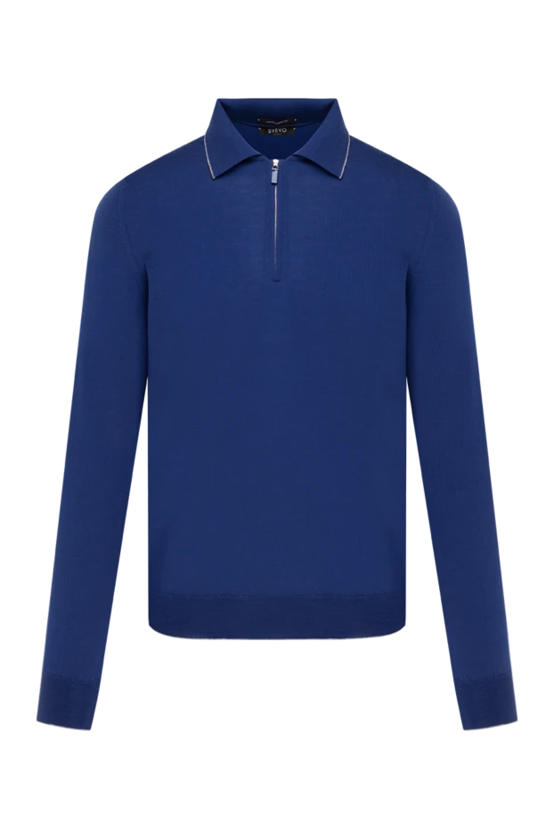 Blue long sleeve men's polo with zipper - photo 1