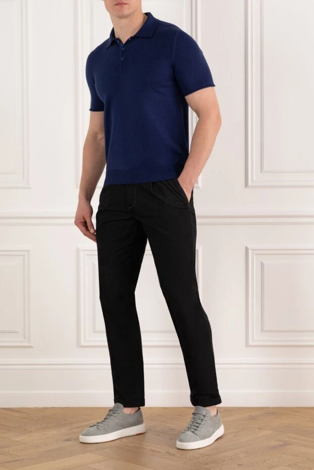 Svevo мужское поло прямого кроя из хлопка в синем цвете 178959 - фото 2