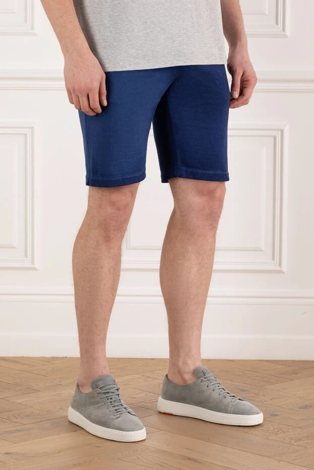 Svevo ерлерге арналған көгілдір мақтадан жасалған жіптері бар шорт 178961 - фото 3