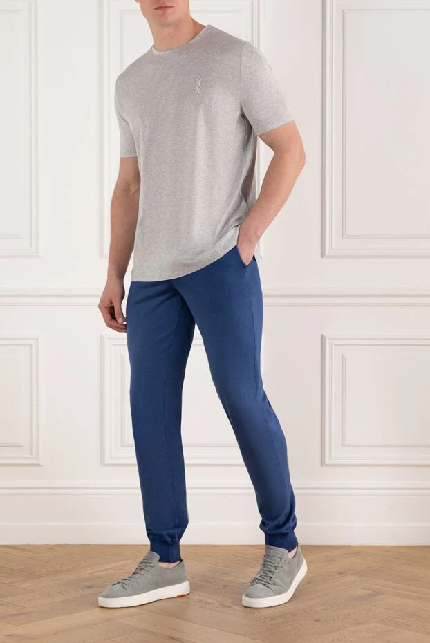 Ерлерге арналған манжеттері бар көк түсті спорттық шалбар - фото 2