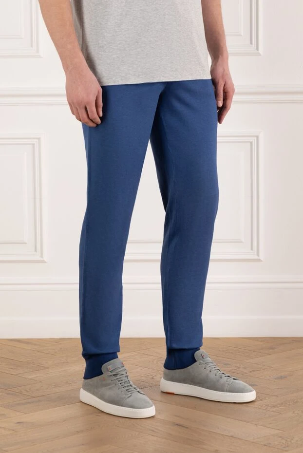 Svevo ерлерге арналған манжеттері бар көк түсті спорттық шалбар 178962 - фото 3