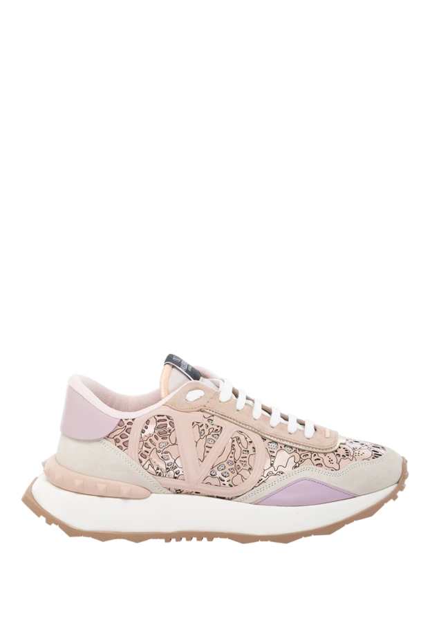 Valentino woman sneakers made of cotton and suede pink for women купить с ценами и фото 178979 - photo 1