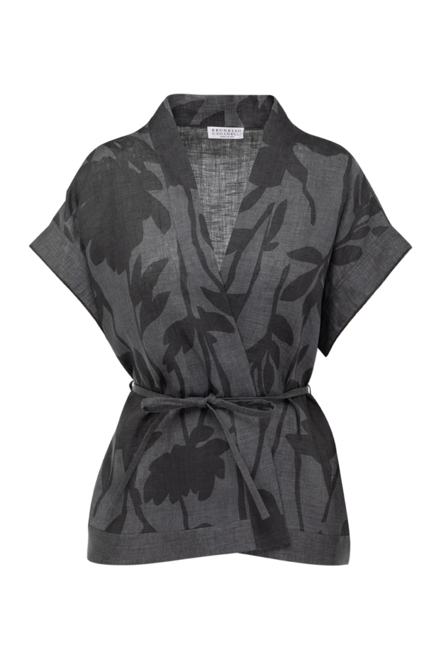 Women's gray linen blouse - photo 1