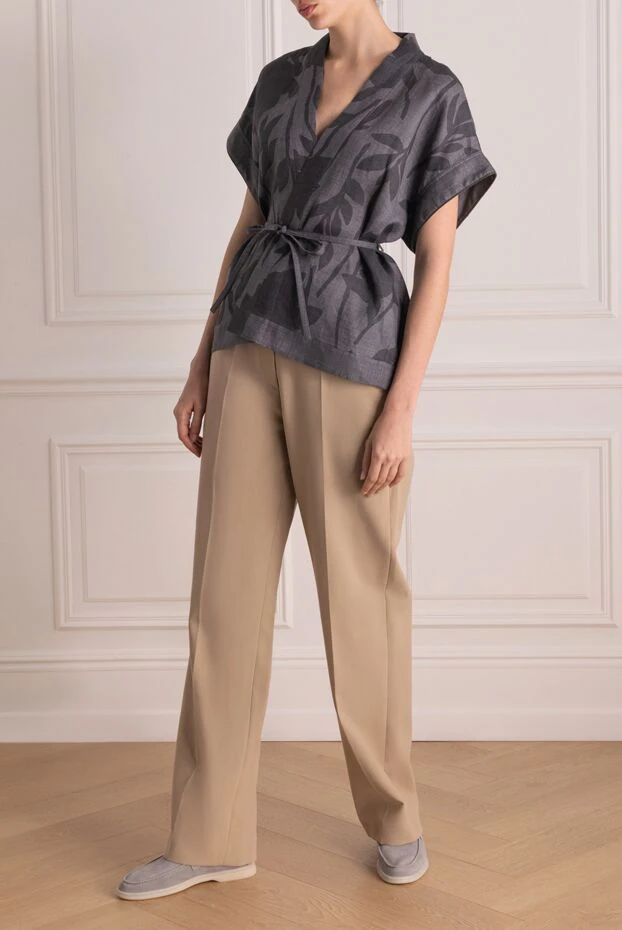 Brunello Cucinelli women's gray linen blouse 178985 - photo 2