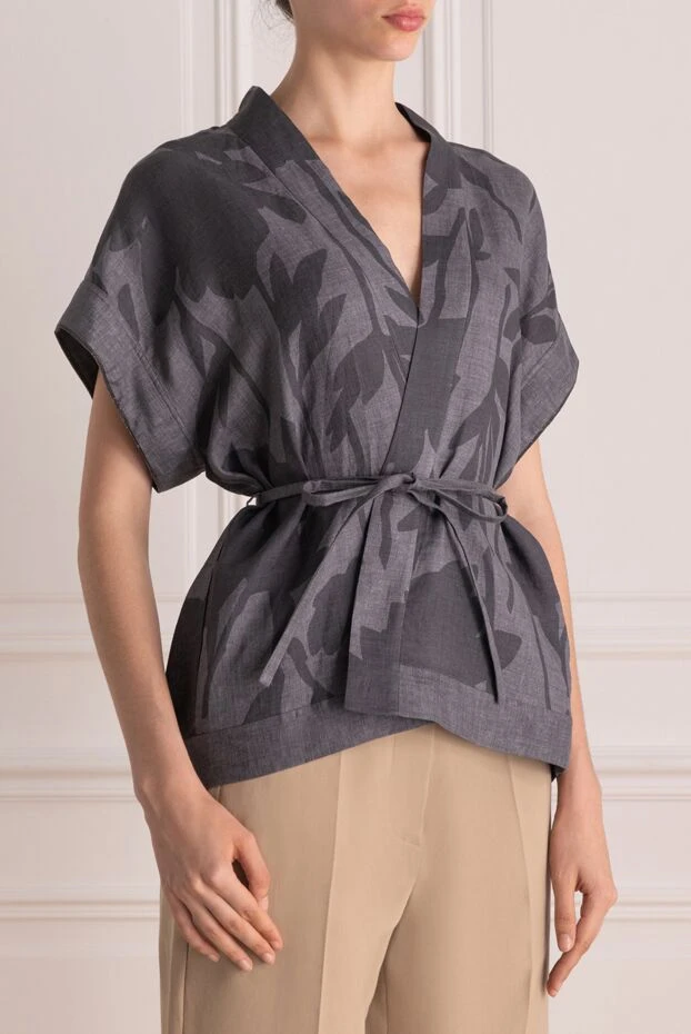 Brunello Cucinelli women's gray linen blouse 178985 - photo 3