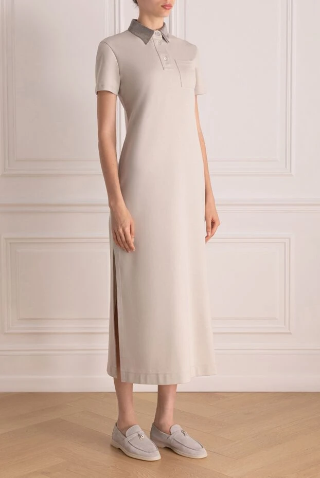 Brunello Cucinelli gray cotton polo dress with a contrast collar
 178986 - photo 3