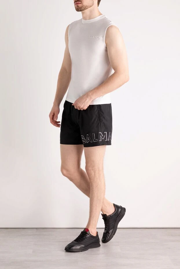 Balmain man black men's beach shorts made of polyester купить с ценами и фото 178999 - photo 2