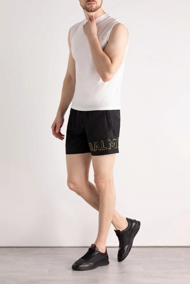 Balmain man black men's beach shorts made of polyester купить с ценами и фото 179000 - photo 2