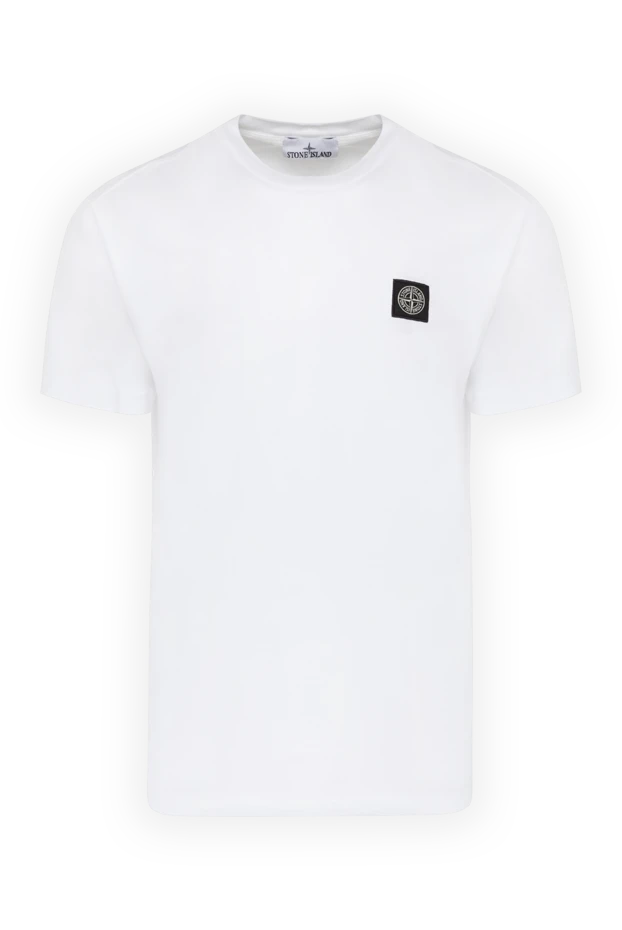 Stone Island man white men's cotton t-shirt купить с ценами и фото 179035 - photo 1