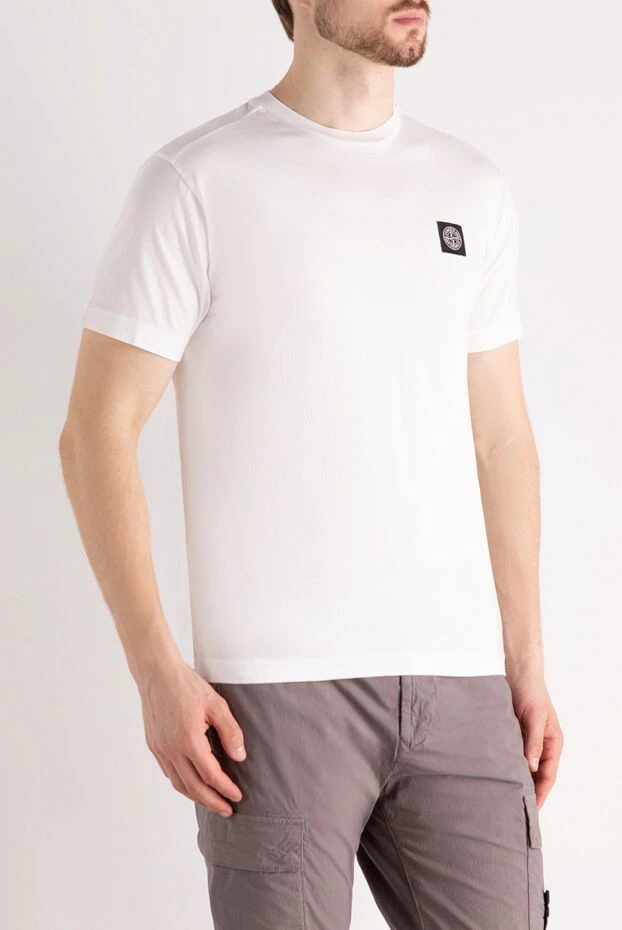 Stone Island ерлерге арналған ақ мақтадан жасалған футболка 179035 - фото 3