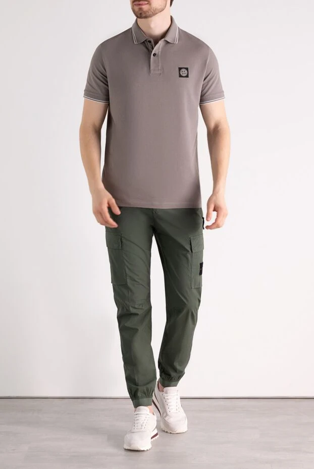 Stone Island man men's green cotton and elastane trousers купить с ценами и фото 179047 - photo 2