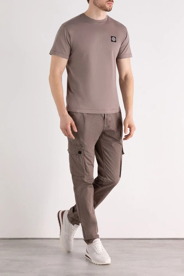 Stone Island man men's brown cotton and elastane trousers купить с ценами и фото 179048 - photo 2