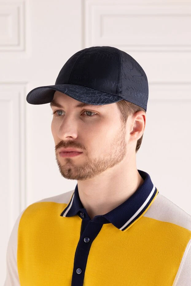 Berluti man blue men's cap made of polyamide купить с ценами и фото 179062 - photo 2