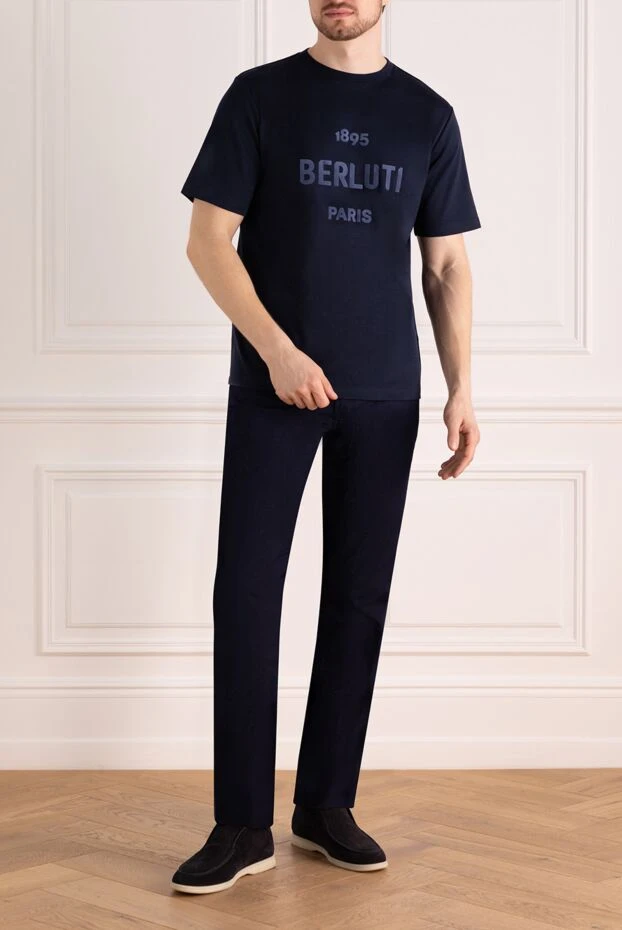 Berluti man blue cotton t-shirt for men купить с ценами и фото 179064 - photo 2