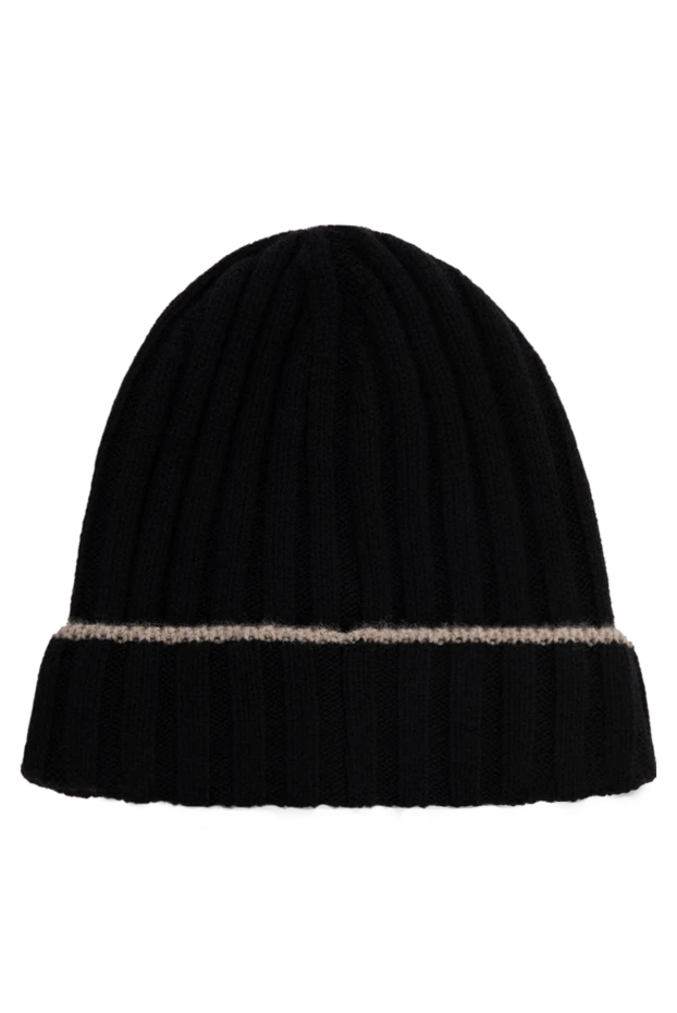 Шапка черная мужская из кашемира - фото 1