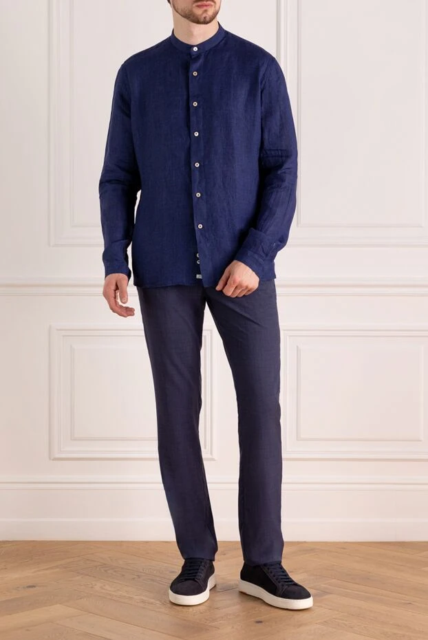 Cesare di Napoli man men's blue trousers made of wool купить с ценами и фото 179079 - photo 2