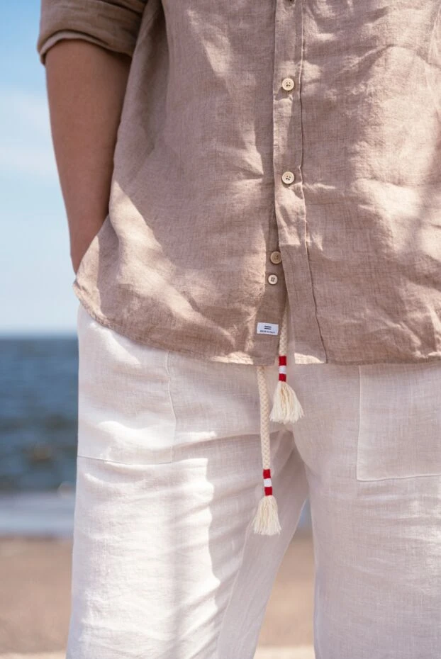 Alessandro Gherardi men's shirt brown from linen 179087 - photo 2