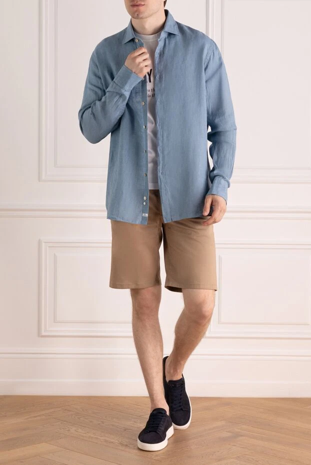 Alessandro Gherardi man men's blue linen shirt купить с ценами и фото 179088 - photo 2