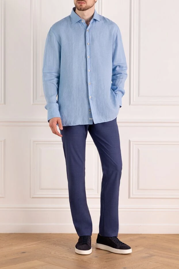 Alessandro Gherardi man blue men's linen shirt купить с ценами и фото 179090 - photo 2