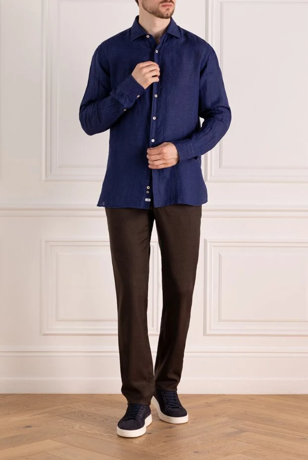 Alessandro Gherardi man blue men's linen shirt купить с ценами и фото 179091 - photo 2