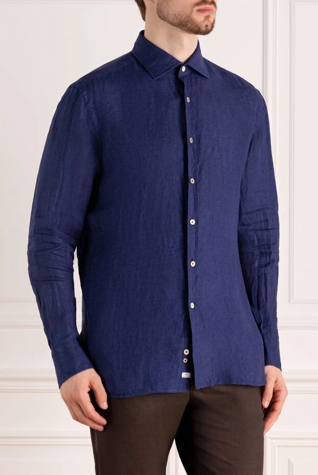 Alessandro Gherardi men's blue linen shirt  179091 - photo 3
