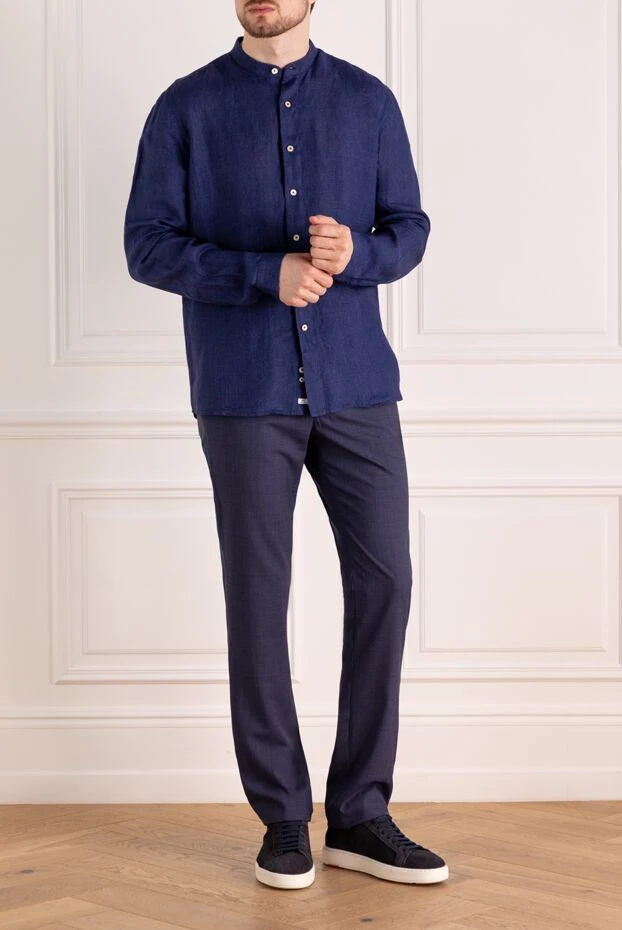 Alessandro Gherardi man blue men's linen shirt купить с ценами и фото 179093 - photo 2