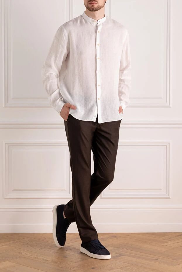 Alessandro Gherardi man white men's linen shirt купить с ценами и фото 179095 - photo 2