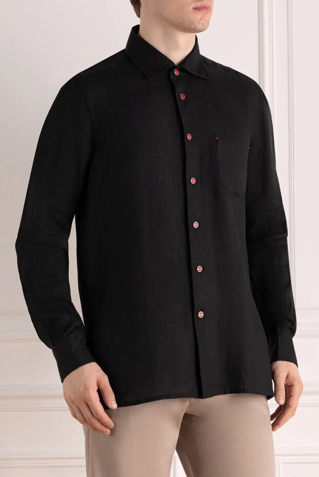 Kiton black linen shirt for men 179098 - photo 3