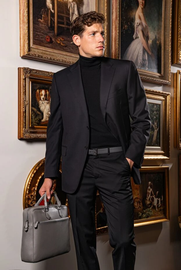 Serapian портфель мужской серый из натуральной кожи 179108 - фото 2