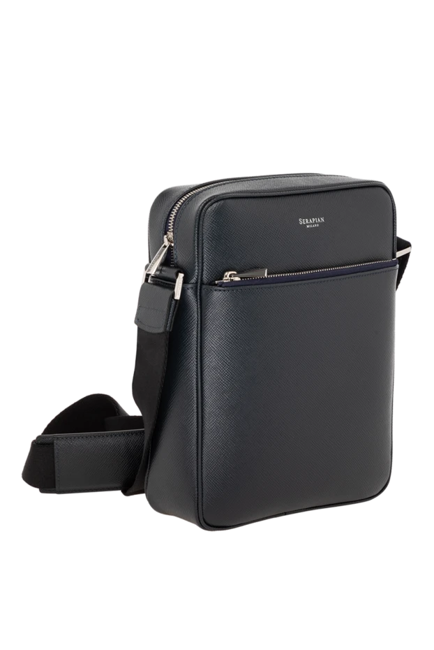Serapian мужская cумка-мессенджер north south из кожи evoluzione синяя 179123 - фото 3