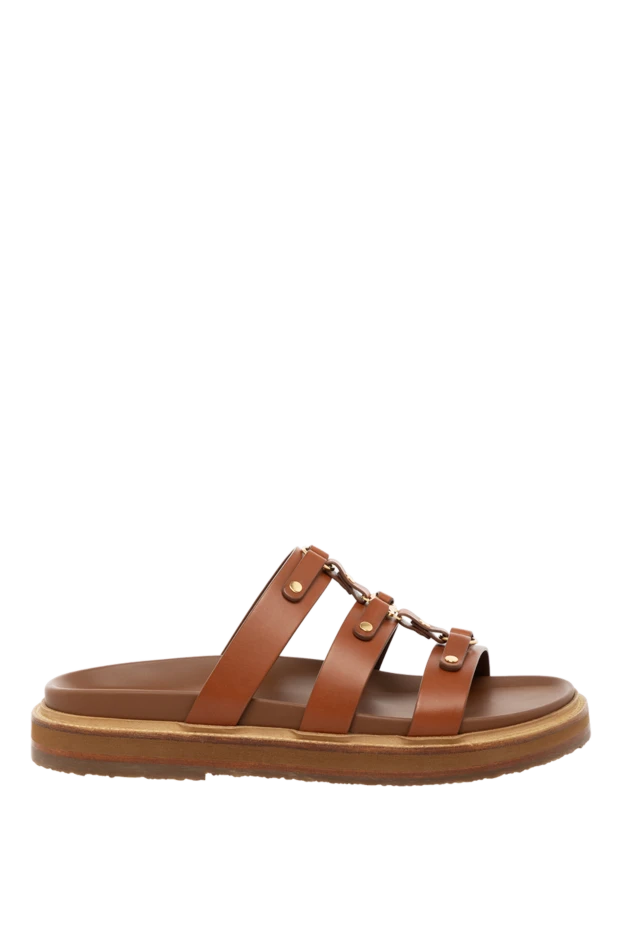 Celine woman women's slippers, brown, made of genuine leather купить с ценами и фото 179150 - photo 1