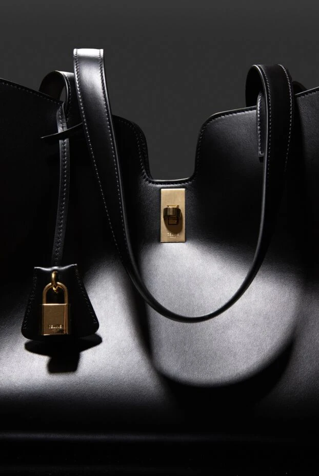 Celine женская cумка-шоппер из гладкой кожи черная с длинными ручками
 179161 - фото 3