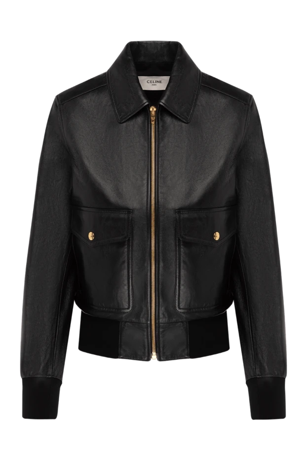 Celine woman women's black jacket made of genuine leather купить с ценами и фото 179184 - photo 1