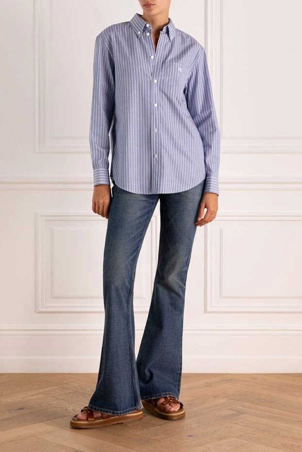 Celine woman women's blue cotton shirt купить с ценами и фото 179188 - photo 2