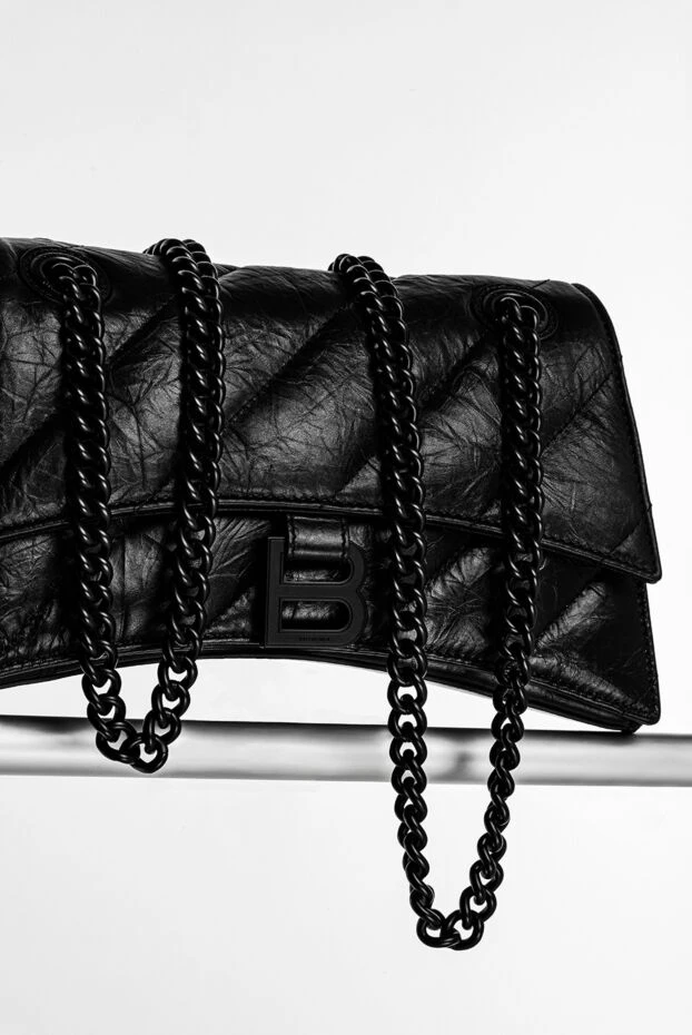 Balenciaga женская сумка-мессенджер crush chain маленькая черного цвета
 179235 - фото 2