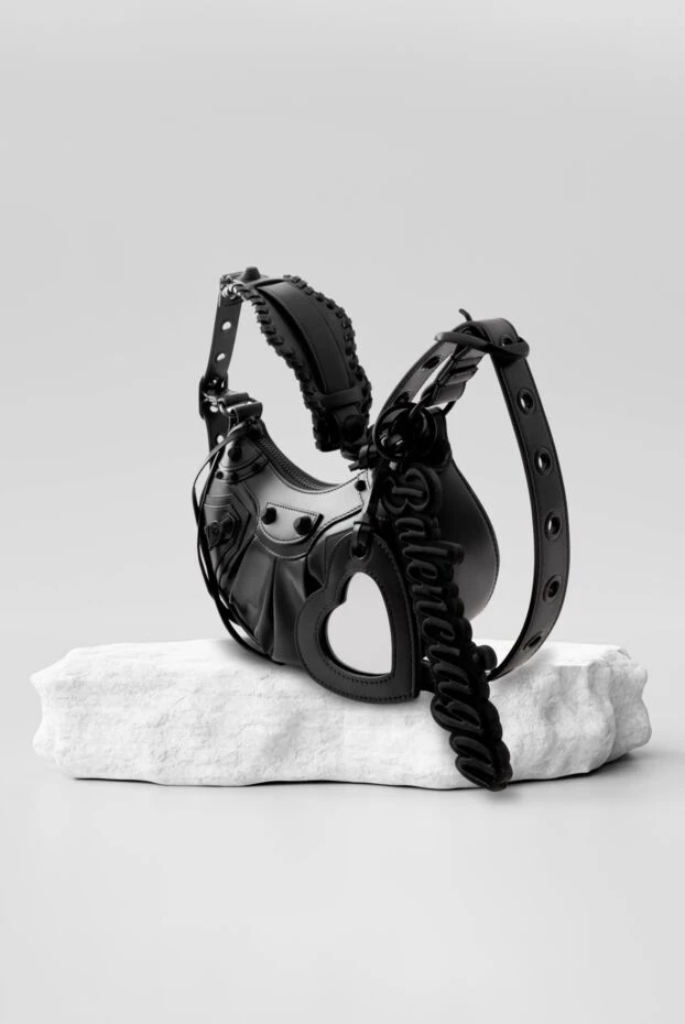 Balenciaga сумка через плечо le cagole xs из черной овчины arena 179237 - фото 2