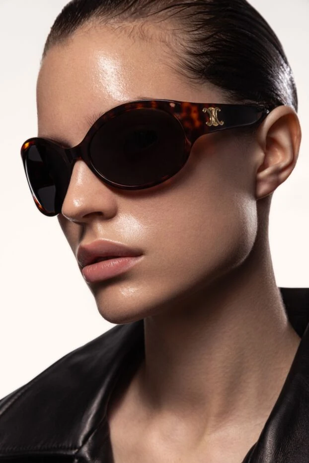 Celine солнцезащитные очки женские овальные в коричневой оправе черепаха
 179262 - фото 3