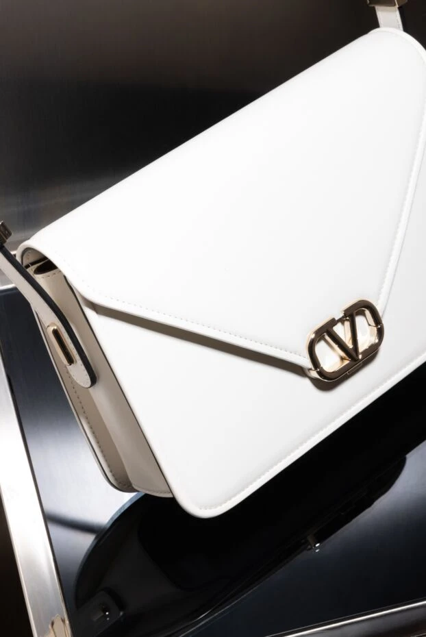 Valentino әйелдерге арналған ақ хат сөмкесі логотипі бар шынайы былғарыдан жасалған 179272 - фото 2