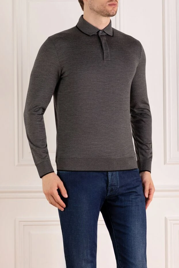 Loro Piana long-sleeved polo for men gray wool 179280 - photo 3