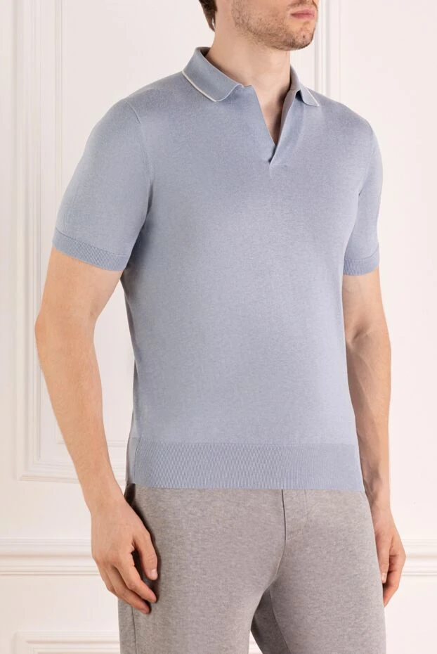Loro Piana men's blue polo shirt made of silk and linen 179281 - photo 3