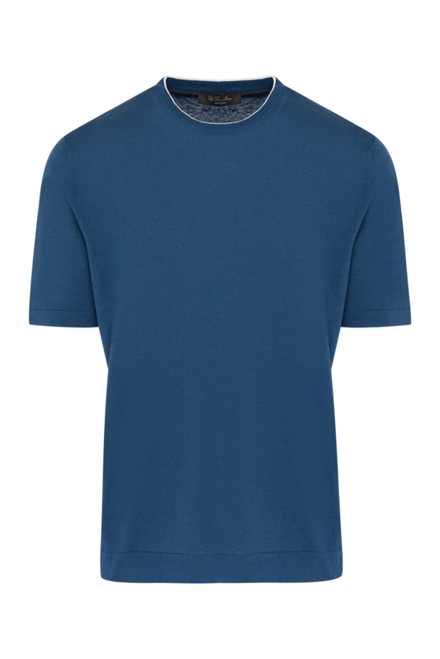 Loro Piana man jumper with short sleeves men's blue made of silk and linen купить с ценами и фото 179282 - photo 1