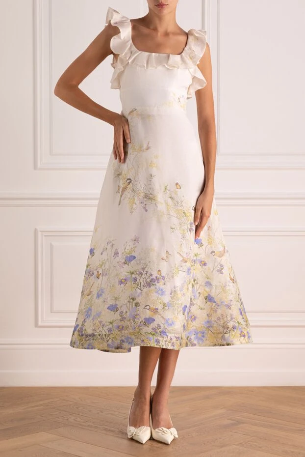 Zimmermann платье миди из льна с открытой спиной и цветочным принтом
 179352 - фото 2