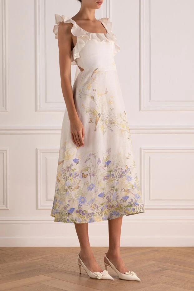 Zimmermann платье миди из льна с открытой спиной и цветочным принтом
 179352 - фото 3