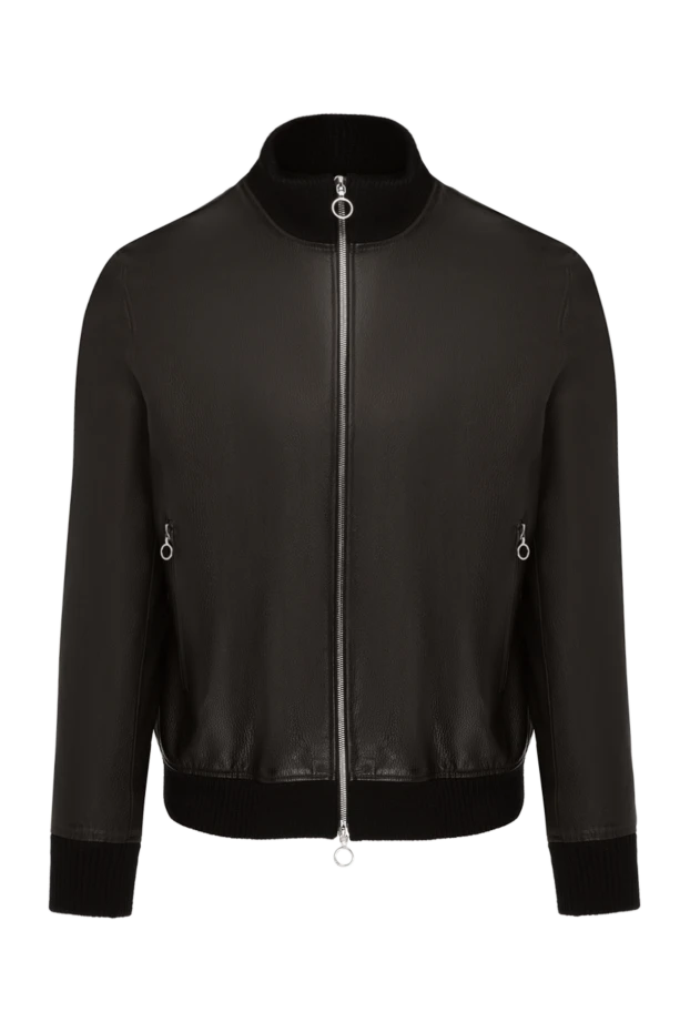 Men's black jacket made of genuine leather - photo 1