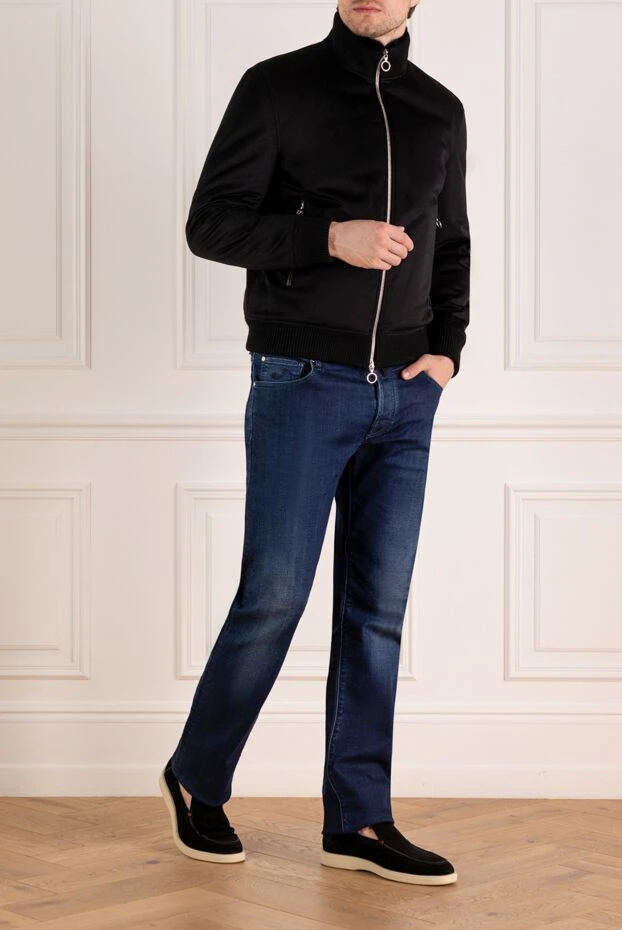 Черная мужская кашемировая куртка с меховой подкладкой - фото 2