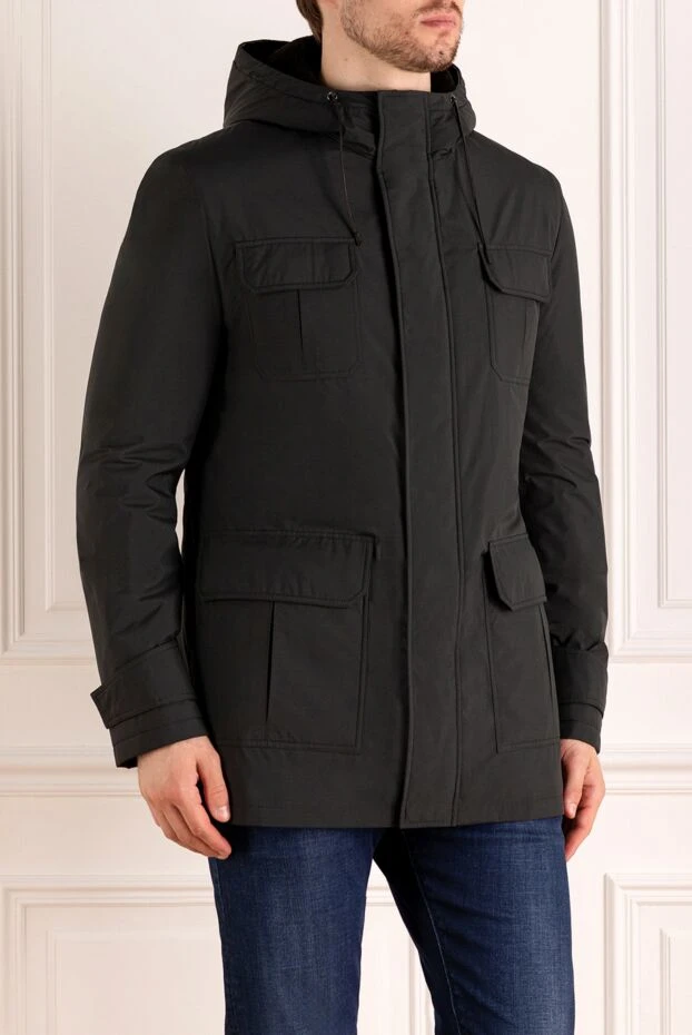 Seraphin men's black nylon parka with fur lining and hood 179384 - photo 3