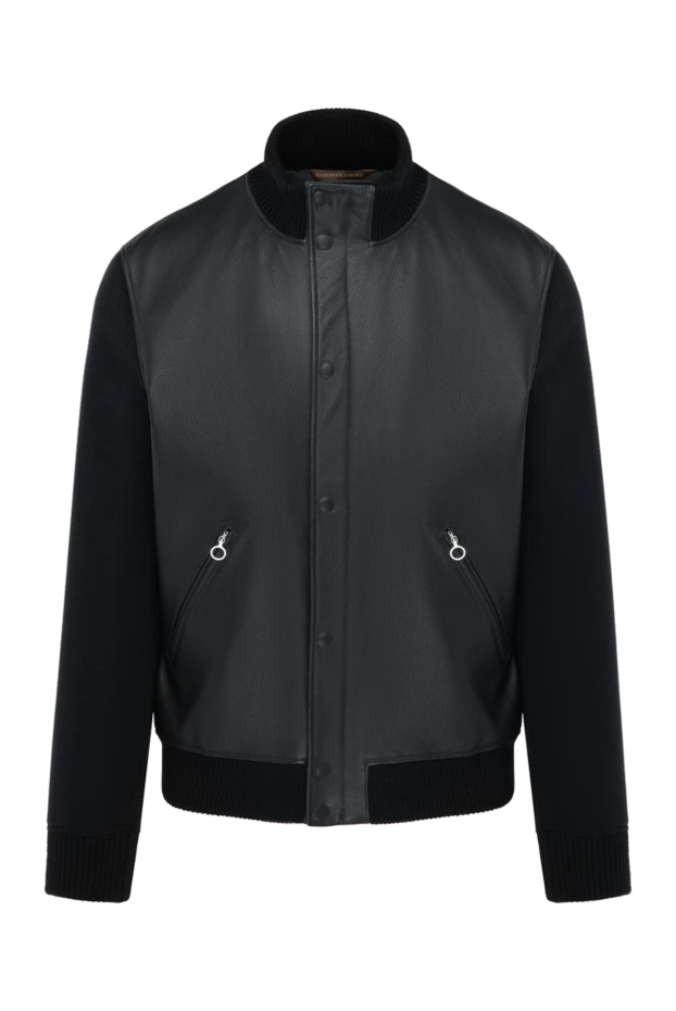 Таза былғарыдан және кашемирден тігілген ерлерге арналған көк күрте - фото 1